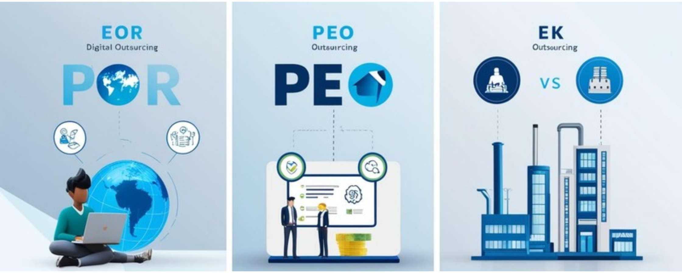 Comparación entre EOR, outsourcing y PEO